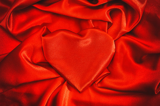 Heart shaped red silk background Love Valentines Day