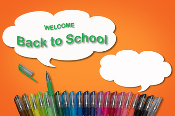 Welcome Back to School Concept with Colorful Pens / Copy space.