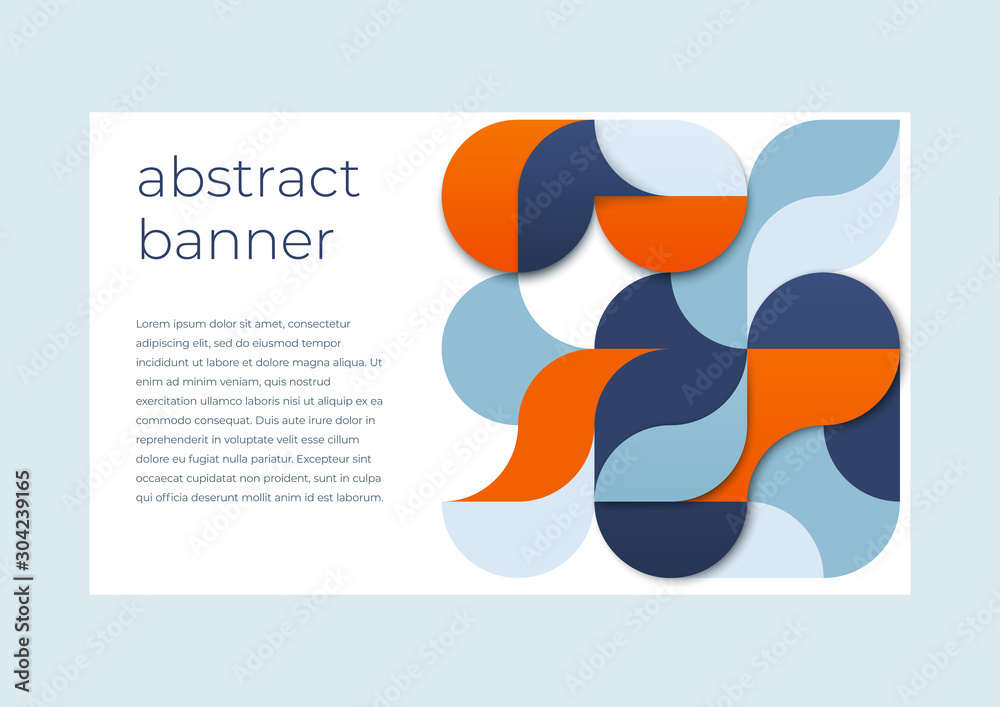 Canvas Prints abstract banner template of geometric radial shapes in blue and red colors with place for text. vect