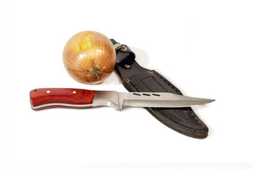 Zwiebel und Messer.