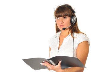 Female telephone operator customer help