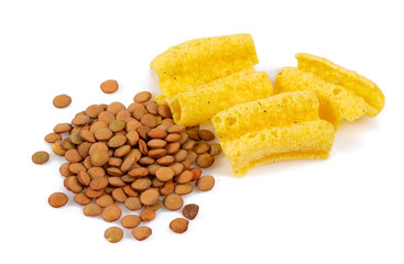 lentil chips isolated on white background