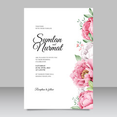 Wedding invitation with flowers and leaves