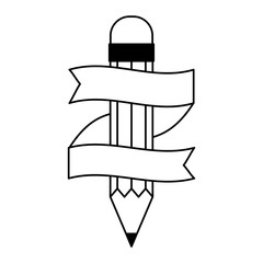 pencil school supply with ribbon frame