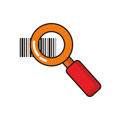 magnifying glass with bar codes icons