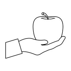 hand lifting apple fresh fruit