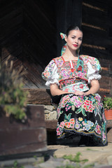 Fototapeta premium Slovak folklore. Slovak woman.