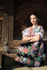 Fototapeta premium Slovak folklore. Slovak woman.
