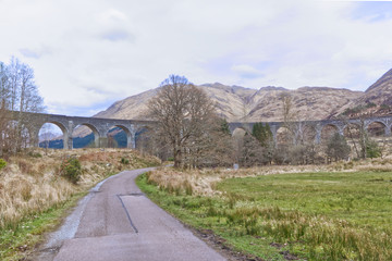 Gelanfinnan viaduct in mountains road landscape