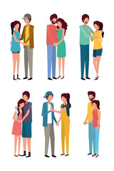 Obraz premium Ludzie avatary pary wektor wzór