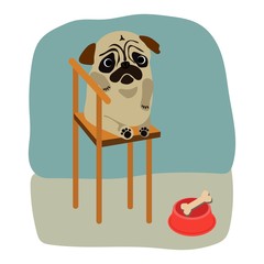 Pig dog animal mops bulldog vector illustration © Grigory