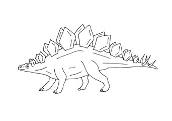Vector hand drawn sketch doodle stegosaurus dinosaur isolated on white background