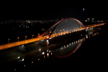 Aerial view of new Novosibirsk bridge Bugrinskiy.