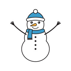Vector flat cartoon snowman isolated on white background