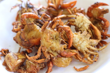 Fried crispy crab isolated on white background