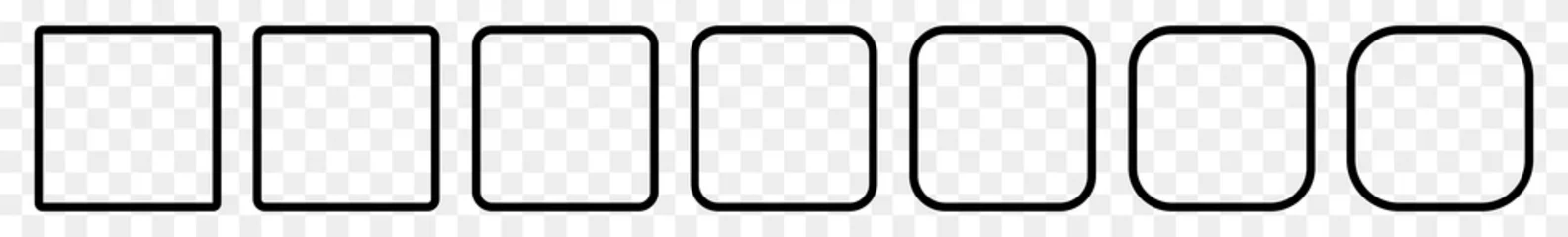 Foto op Plexiglas Square Icon Black   Round Squares   Foursquare Symbol   Frame Logo   Button Sign   Isolated Transparent   Variations © endstern