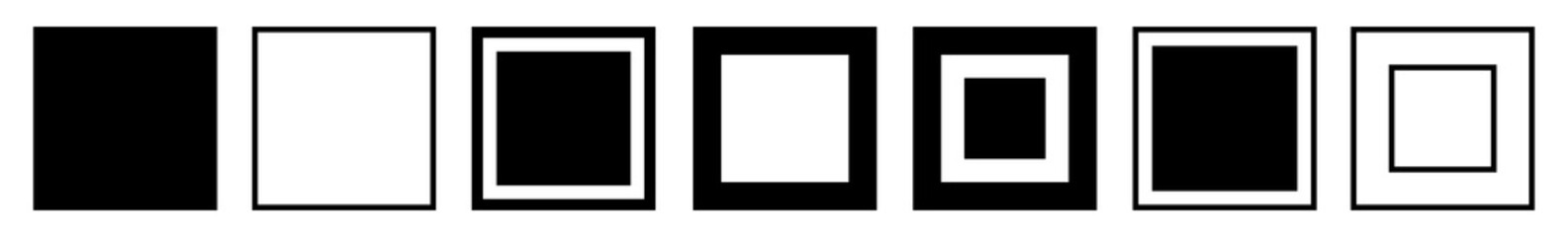 Square Icon Black | Squares | Foursquare Symbol | Frame Logo | Button Sign | Isolated | Variations