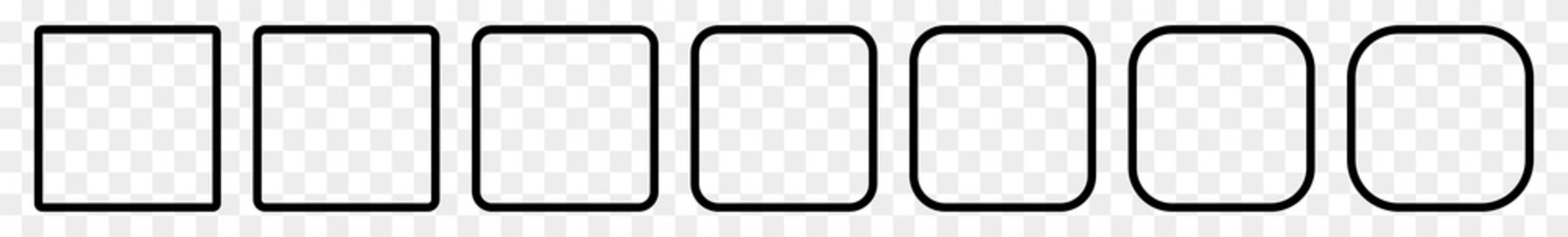 Square Icon Black | Round Squares | Foursquare Symbol | Frame Logo | Button Sign | Isolated Transparent | Variations