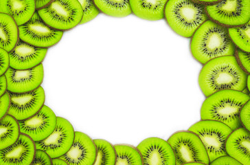 Kiwi slices copy space. Bright fruit