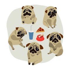 Obraz premium set of dogs dog animal mops bulldog vector illustration