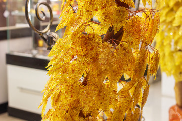 amber tree. branches of yellow stone.luxury accessory jewelry