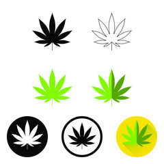 Fototapeta na wymiar Set of 7 various Cannabis icons vector