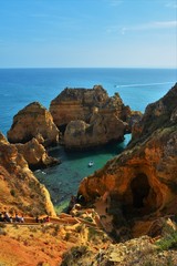 spectacular beach with rocks in the Algarve - Portugal 01.Nov.2019
