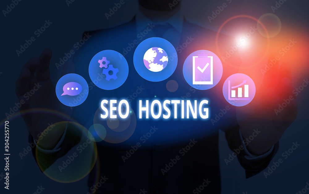 Poster handwriting text seo hosting. conceptual photo building website in a way that is friendly for search