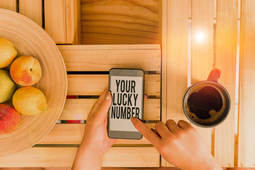 Writing note showing Your Lucky Number. Business concept for believing in letter Fortune Increase...