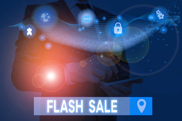 Text sign showing Flash Sale. Business photo text a sale of goods at greatly reduced prices at a short period