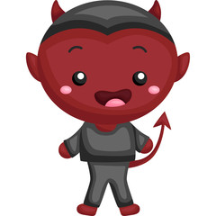 Little boy wearing devil costume