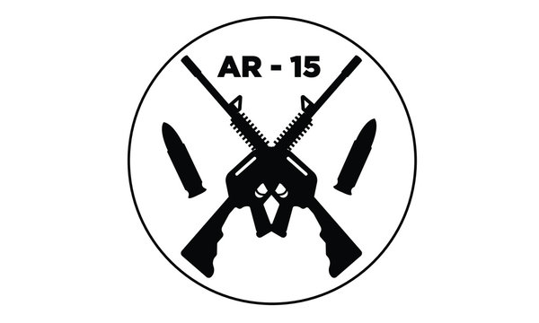 A vector Icon of an assault rifle. Assault rifle illustration Icon. Automatic fire rifle. Ban guns.