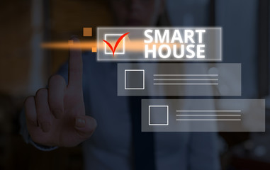 Conceptual hand writing showing Smart House. Concept meaning homes that have electronic devices and controlled remotely