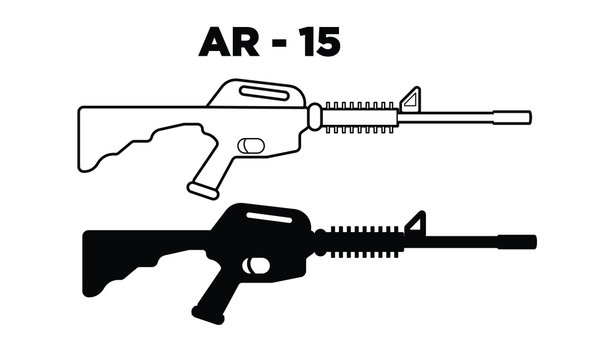 A vector Icon of an assault rifle. Assault rifle illustration Icon. Automatic fire rifle. Ban guns.
