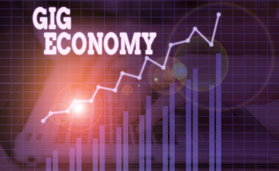 Word writing text Gig Economy. Business photo showcasing free market system in which temporary positions are common