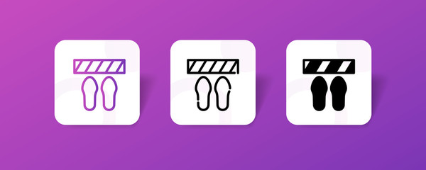 foot step boarder outline and solid icon in smooth gradient background button