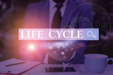 Text sign showing Life Cycle. Business photo showcasing the series of changes in the life of an organism and animals