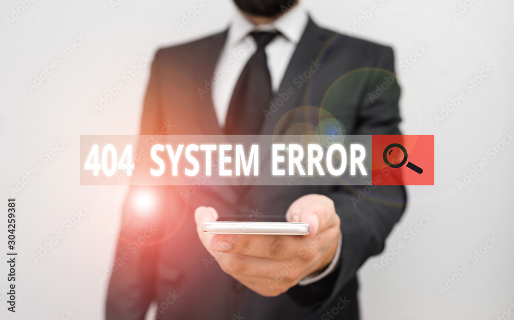 Poster word writing text 404 system error. business photo showcasing message appears when website is down a