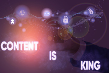 Text sign showing Content Is King. Business photo showcasing Content is the heart of todays marketing strategies