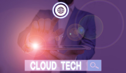 Word writing text Cloud Tech. Business photo showcasing storing and accessing data and programs over the Internet