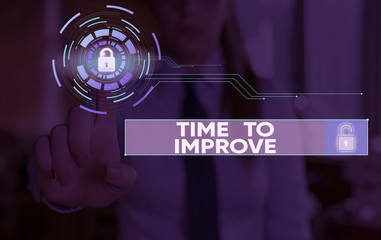 Writing note showing Time To Improve. Business concept for telling someone to develop himself Study...