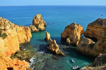 rocks on the beach in Lagos Portugal