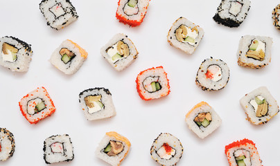  Japanese set rolls on white background. © MagicsPhotos