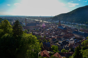Fototapeta premium city ​​from the mountain germany Rin river landscape reflection bonn