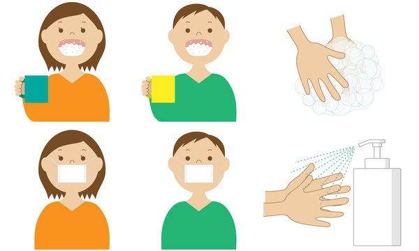Set of illustrations for infection prevention
