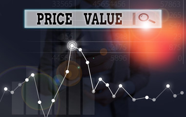 Handwriting text writing Price Value. Conceptual photo the price of a product based on what customers think or valued