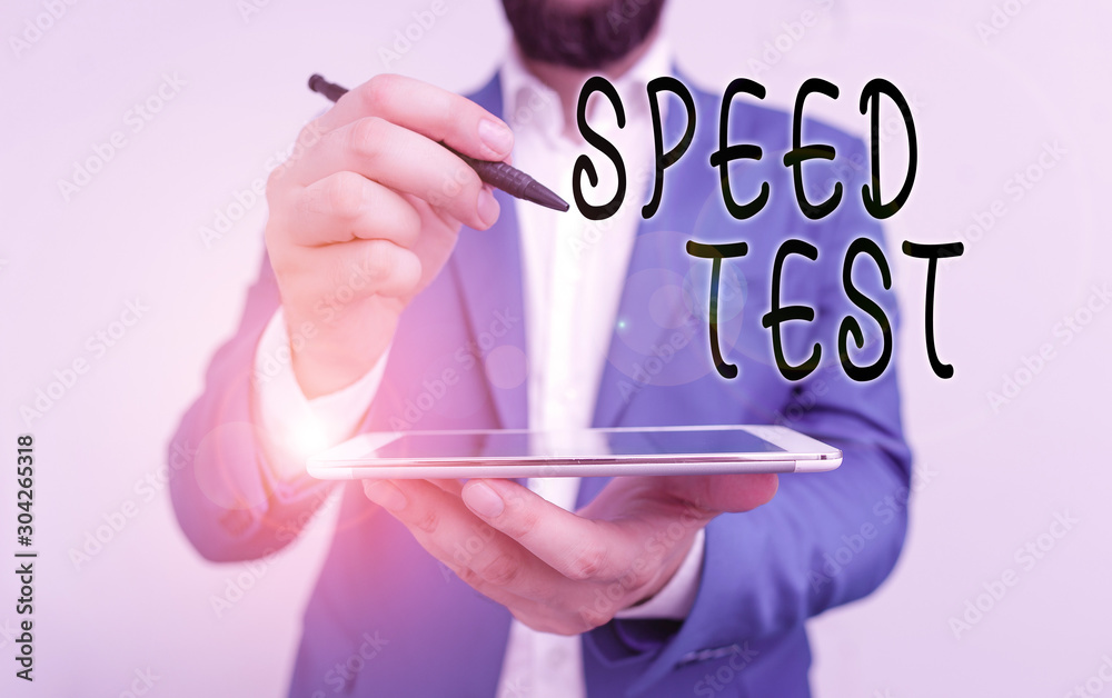 Poster handwriting text speed test. conceptual photo psychological test for the maximum speed of performing