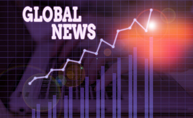 Word writing text Global News. Business photo showcasing world noteworthy information about recent or important events