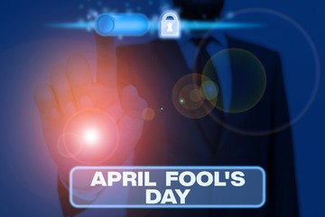Writing note showing April Fool S Day. Business concept for Practical jokes humor pranks Celebration funny foolish