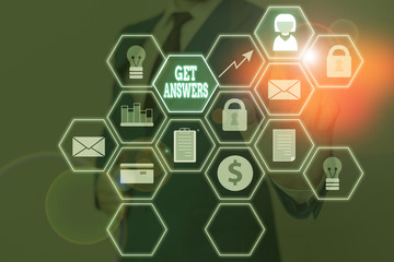 Handwriting text Get Answers. Conceptual photo to get a reply or something when asks a question to someone